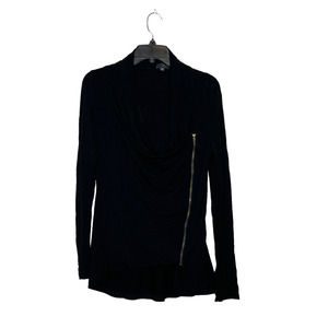 Market & Spruce Womens Zip Top Size Small Black LS Stretch Blend Shirt